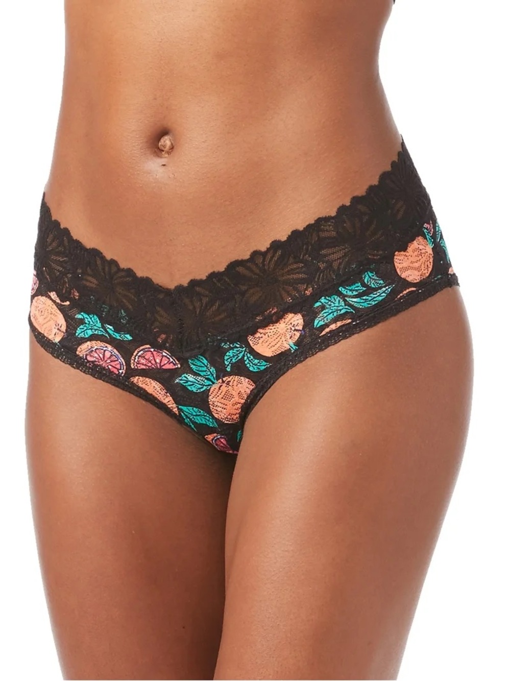 No Boundaries Orange Citrus  Print Lace Hipster Panties Lot of 2